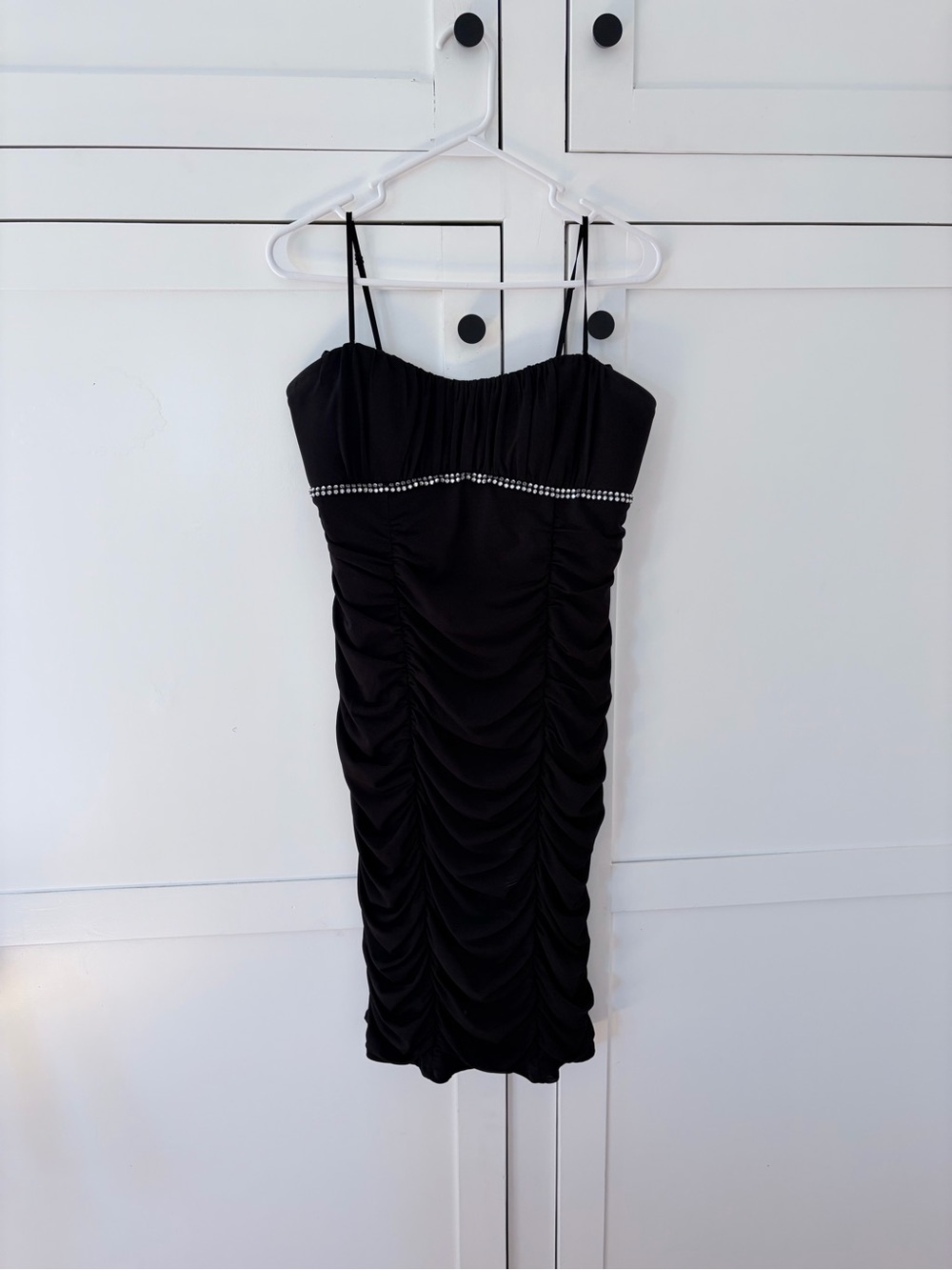 Ruby Rox Black Ruched Bodycon Rhinestones Evening Dress Size XL
